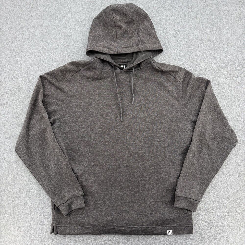 FootJoy FJ Men's M Gray Heather Performance Golf Pullover Hoodie Stretch Pockets